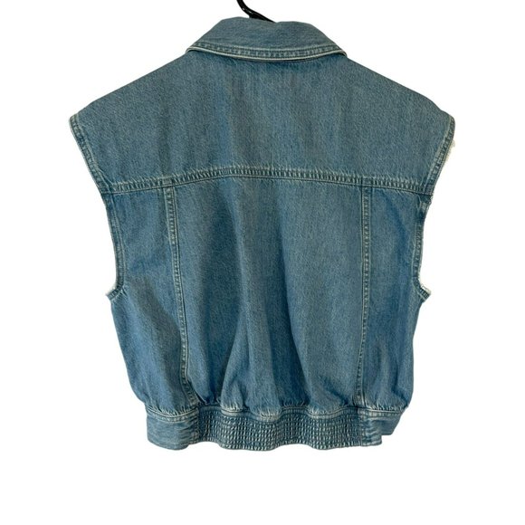 Madewell Women's Collared Denim Vest Light Wash Size Small With Pockets - Picture 2 of 12